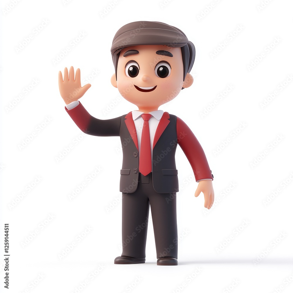 Smiling 3D Businessman Cartoon Character Illustration: A friendly and successful business professional, ready to greet and achieve goals. Smiling 3D Businessman Cartoon Character Illustration: A friendly and successful business professional, ready to greet and achieve goals.