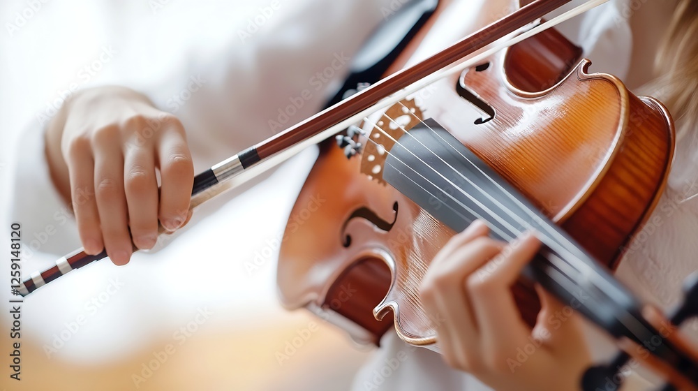Close Up of Hands Playing Violin with Focus on Musical Expression and Craftsmanship : Generative AI Close Up of Hands Playing Violin with Focus on Musical Expression and Craftsmanship : Generative AI