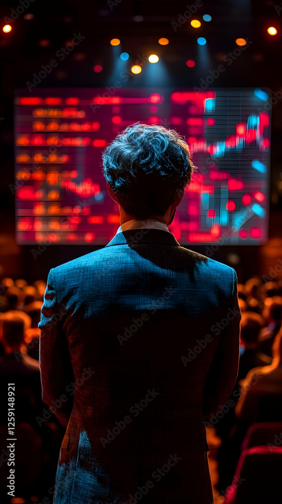 Business Conference Attendee Observing Data Display Business Conference Attendee Observing Data Display