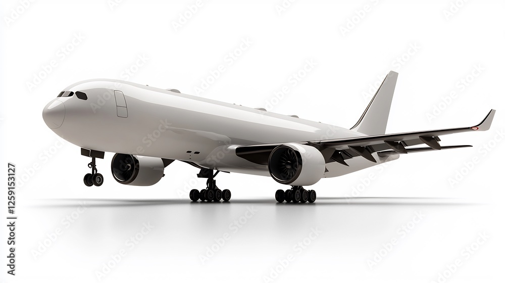 Side View of White Cargo Airplane Isolated on White Background Side View of White Cargo Airplane Isolated on White Background