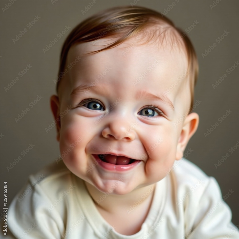 Softly smiling infant face , sweet, peaceful, innocent Softly smiling infant face , sweet, peaceful, innocent