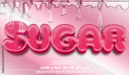 Sugar Vector Text Effect Editable Alphabet Candy Sweet Pink