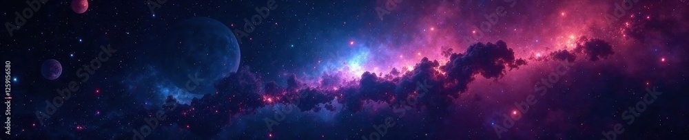 Obraz premium Sparkling Celestial Bodies in the Darkness of Space, stars, starry night