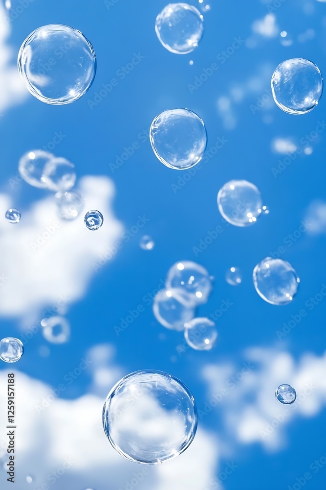Soaring Soap Bubbles Against a Bright Blue Sky with Fluffy Clouds : Generative AI Soaring Soap Bubbles Against a Bright Blue Sky with Fluffy Clouds : Generative AI