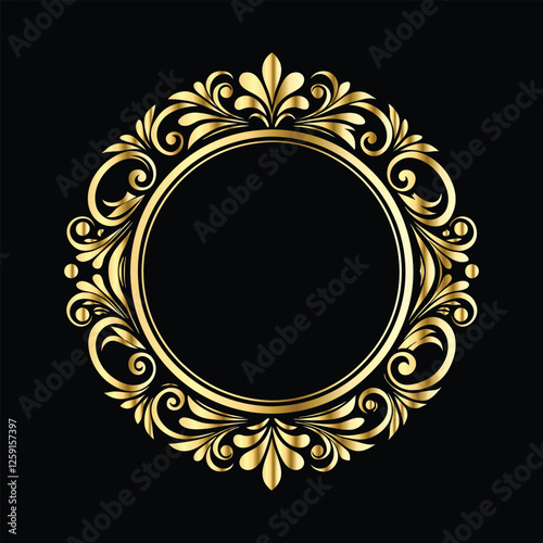 Vector set of gold vintage frames. Elegant element for design in Eastern style, place for text. Floral golden border. Lace illustration for invitations and greeting cards.

