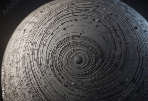 Spiral Pattern on Globe-like Surface with Circle Lines , shape, lines, geometric