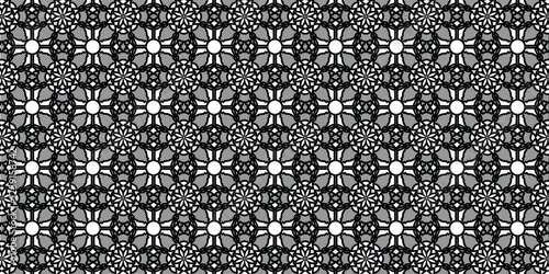 Ornate Black White Grey Interlocking Mosaic Background