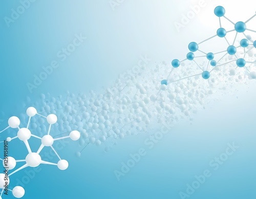 White and light blue medical abstract gradient background with molecules. web banner photo