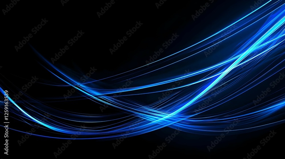 Fototapeta premium Abstract Blue Glowing Lines on Dark Background