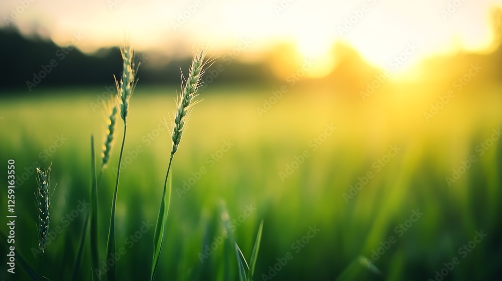 Obraz premium Close up of wheat grass at sunset showcasing natural beauty and peaceful atmosphere : Generative AI