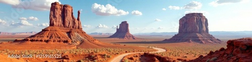 Towering rock formations in the desert , solitude, vastness, natural wonder
