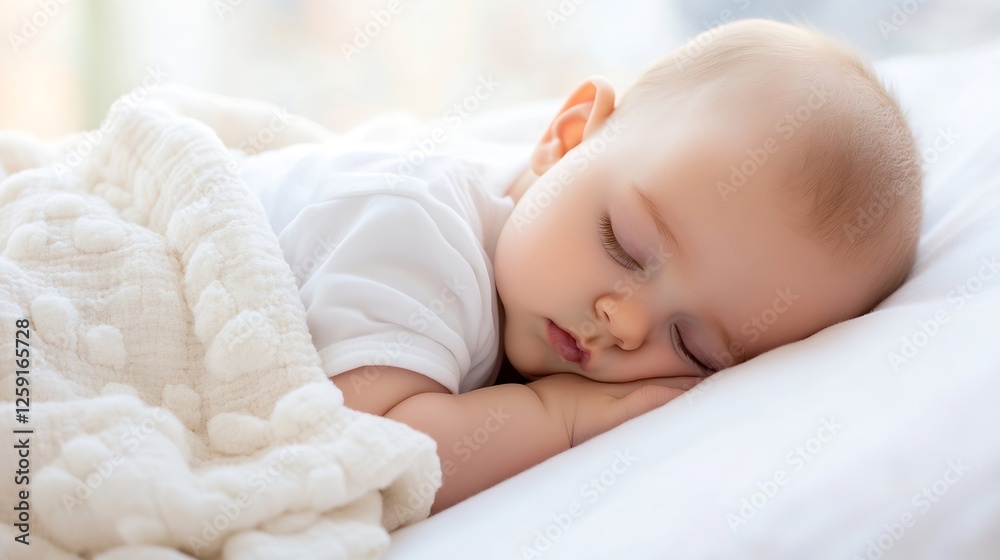 Peaceful Sleeping Baby Swaddled in Soft Blanket with Gentle Lighting Creating Calm Atmosphere : Generative AI Peaceful Sleeping Baby Swaddled in Soft Blanket with Gentle Lighting Creating Calm Atmosphere : Generative AI
