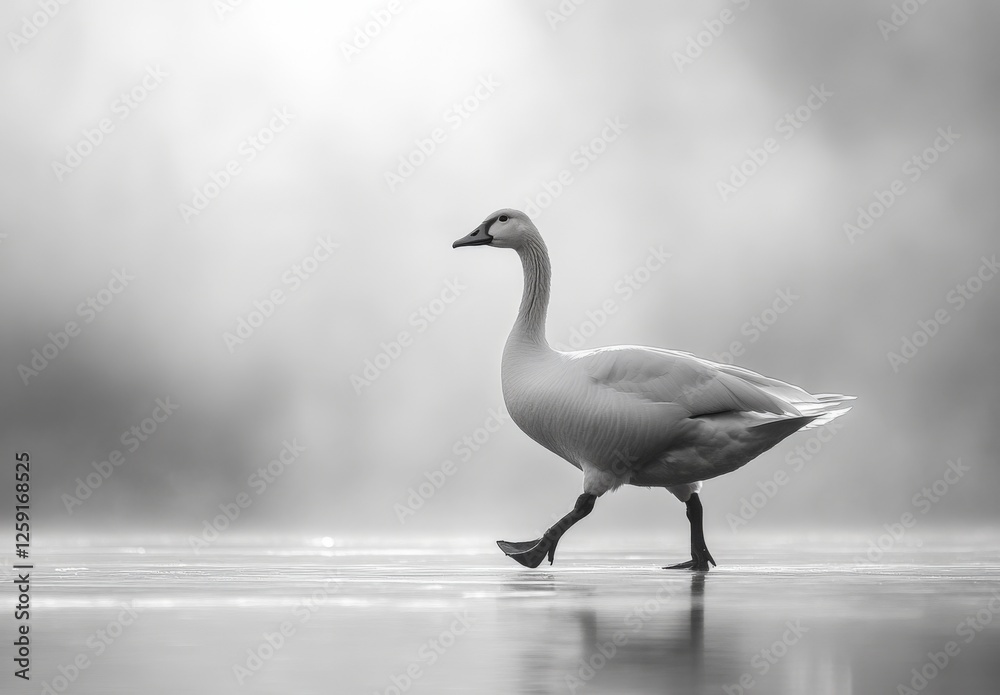Fototapeta premium An elegant goose walks gracefully.