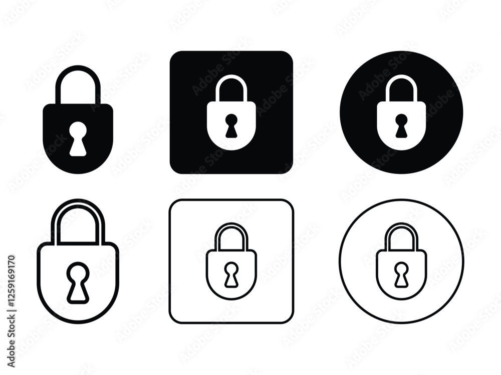 set of editable vector lock abstract shapes symbol design illustration isolated on transparent background set of editable vector lock abstract shapes symbol design illustration isolated on transparent background