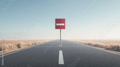 A no passing sign is stuck in the middle of the road which indicates that motorists are prohibited from passing due to road repairs being carried out photo