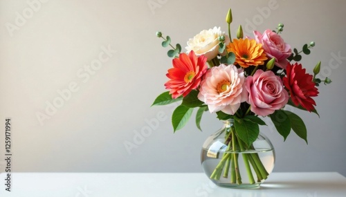 Wallpaper Mural Vibrant floral arrangement in a modern glass vase , home decor, abstract, flowers Torontodigital.ca