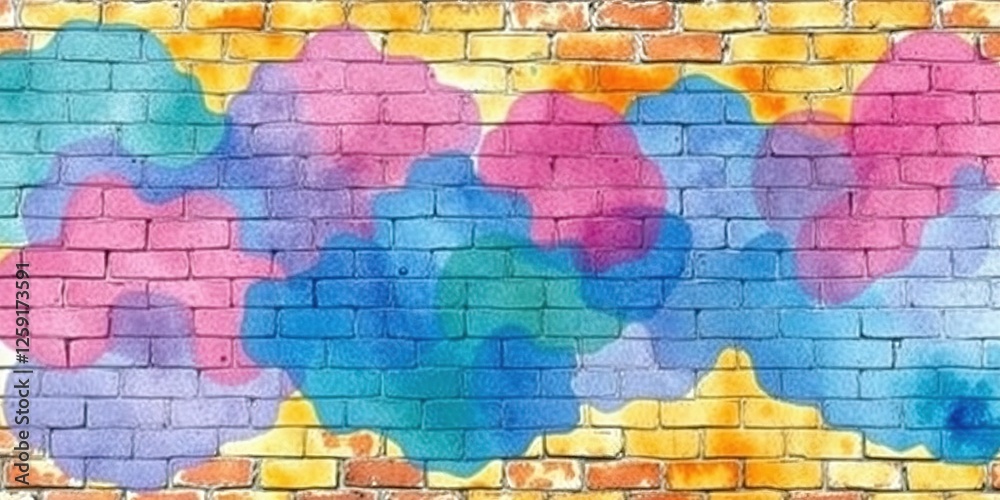 Naklejka premium Watercolor Wash Rug Accent on Brick Background