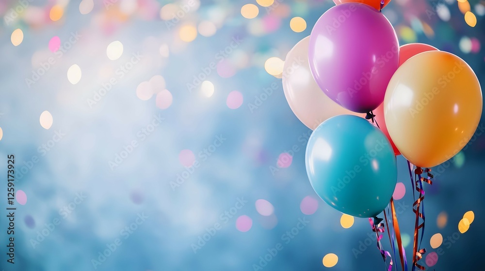 Multicolored Balloons Against Festive Background Multicolored Balloons Against Festive Background