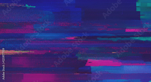 Vibrant glitch art pattern showcasing distorted lines, pixelation, and digital noise. The chaotic design highlights. Generative AI.