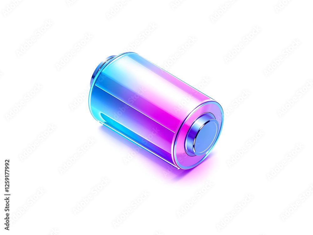 A futuristic glowing battery with a blue and purple gradient, representing energy and technology. Generative AI A futuristic glowing battery with a blue and purple gradient, representing energy and technology. Generative AI
