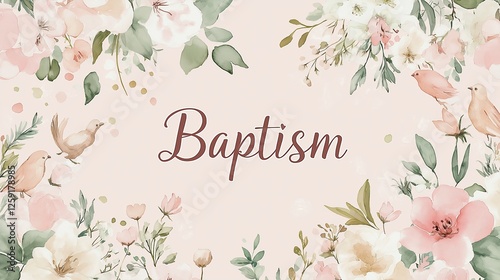 A beautifully designed baptism invitation featuring soft pastel watercolor flowers and elegant typography, perfect for religious celebrations and special occasions.  
