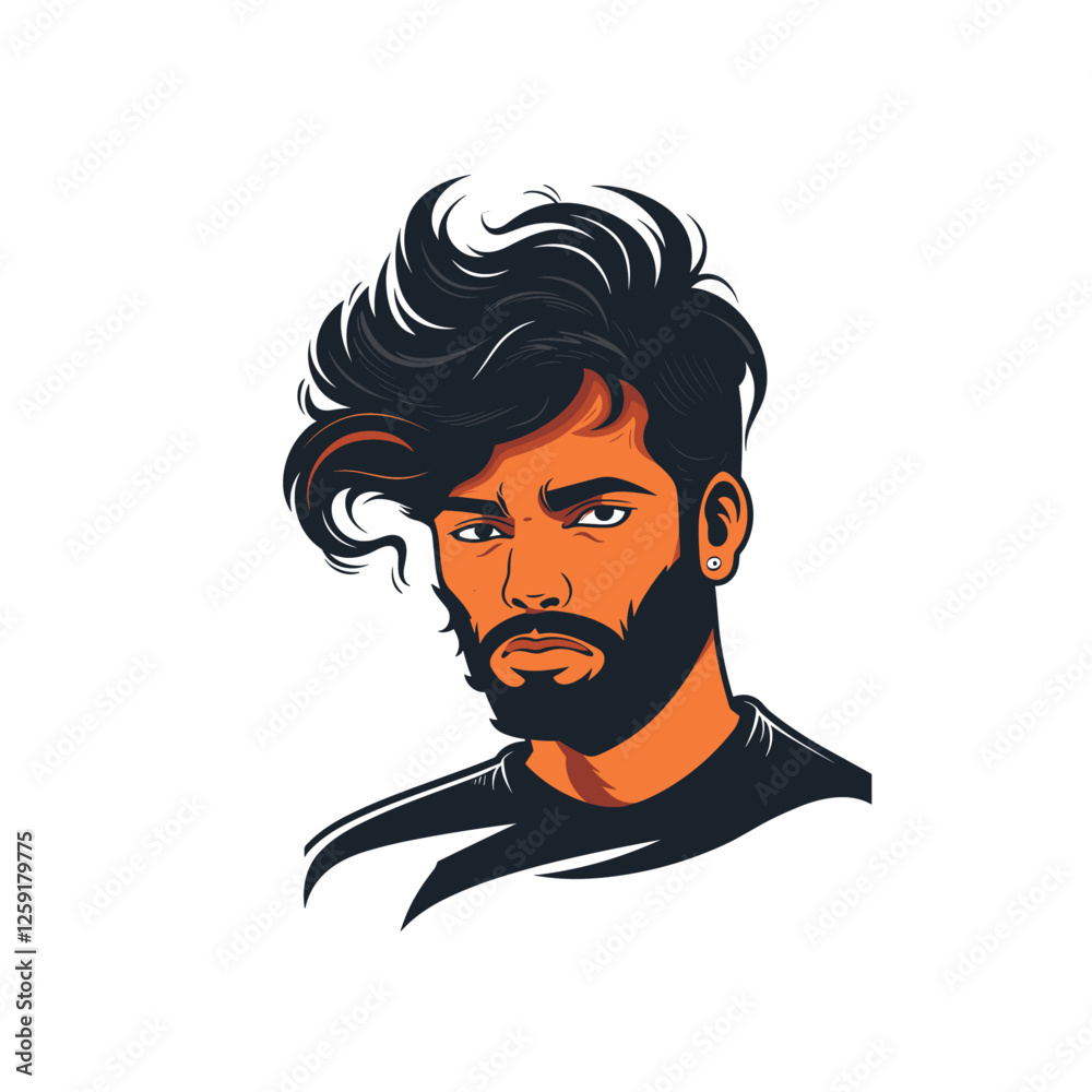 Man with hair flat vector design Man with hair flat vector design