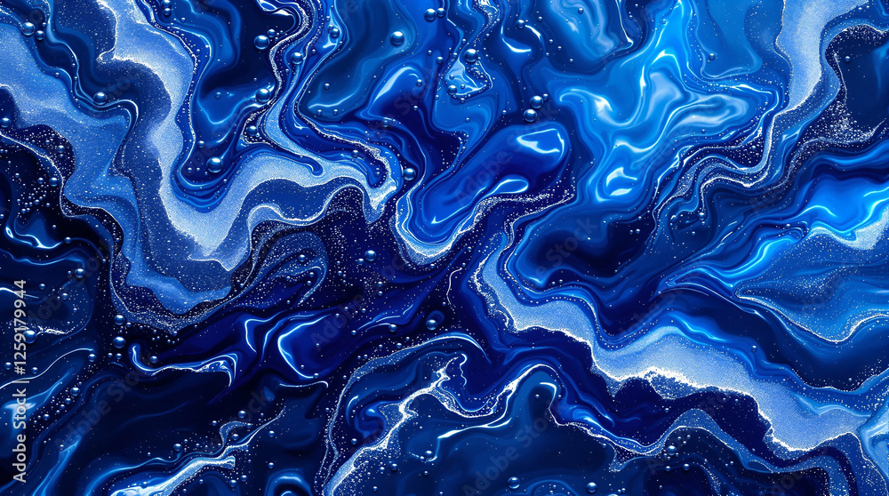 Obraz premium Deep Blue Marble Swirl: Abstract Texture for Modern Design and Backgrounds