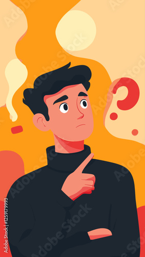 Confused guy flat vector design