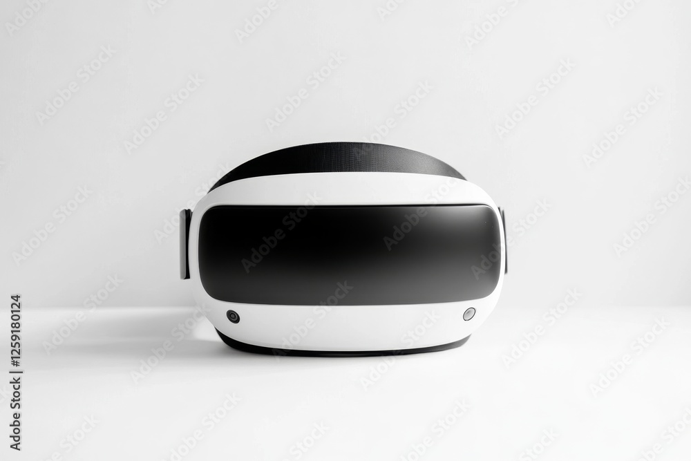 Modern VR headset on white studio background Modern VR headset on white studio background