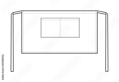 Apron Short bistro and waist technical fashion illustration. Hip uniform mint cartoon Flat sketch outline apparel template front view. Women, men unisex CAD mockup isolated on white background