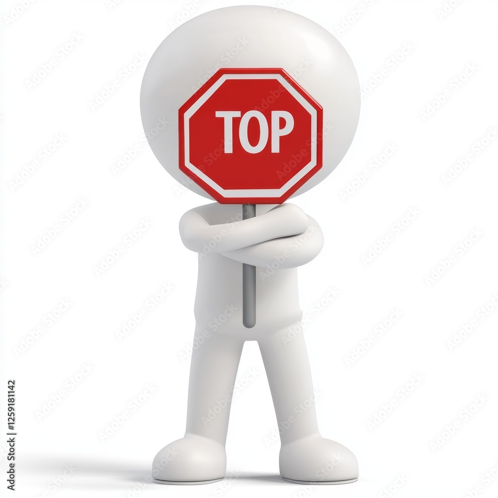 Stop sign figure, barrier, isolated, concept Stop sign figure, barrier, isolated, concept