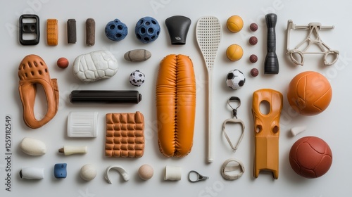 Colorful Sports and Recreation Equipment Flat Lay