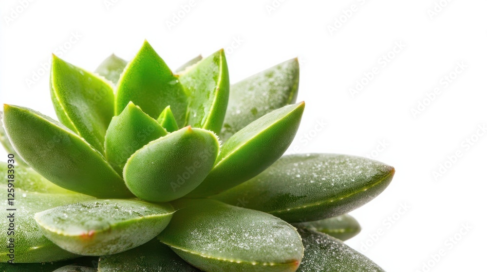 Fototapeta premium A close-up view of a vibrant green succulent plant with plump leaves, wet with moisture, showcasing its natural beauty.