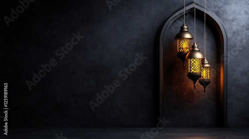 Ramadan Kareem: Illuminated Lanterns in an Archway