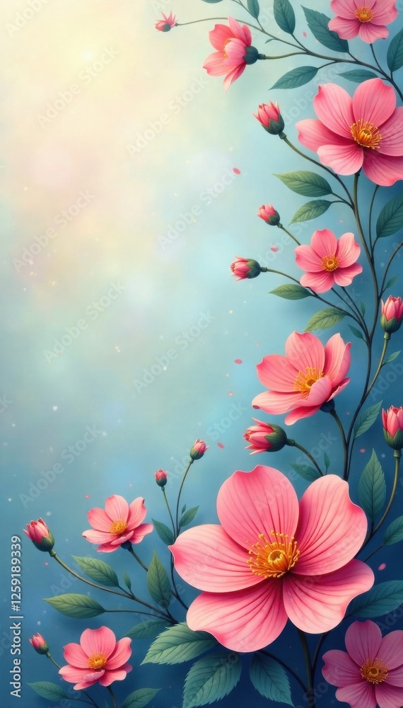 Whimsical floral swirls on a soft abstract background, watercolor effect, , natural elements Whimsical floral swirls on a soft abstract background, watercolor effect, , natural elements
