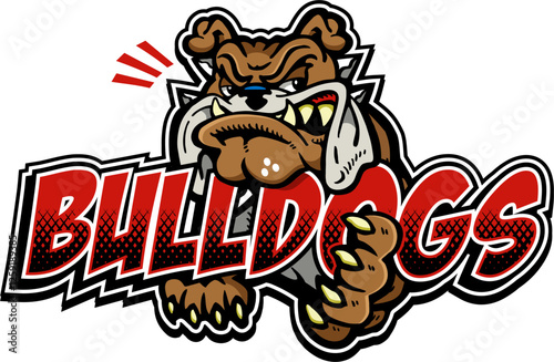 bulldogs with mean mascot for college, school or league sports