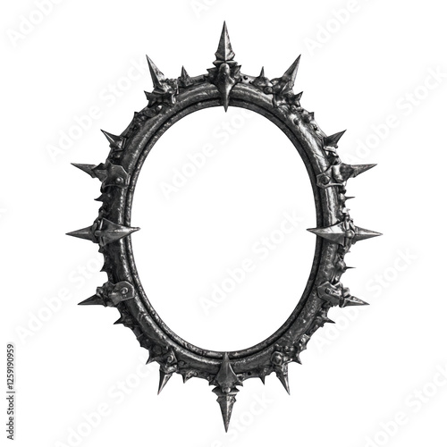 Dark Gothic Oval Metal Frame with Spikes