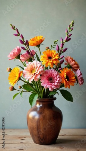 Wallpaper Mural Wildflowers in a wooden vase, wildflowers, floral, natural Torontodigital.ca