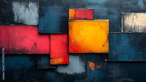 Abstract Colorful Blocks: A Textured Masterpiece