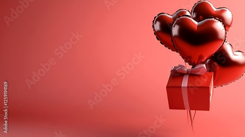 Romantic Red Heart Balloons and Gift: A Valentine's Day Celebration