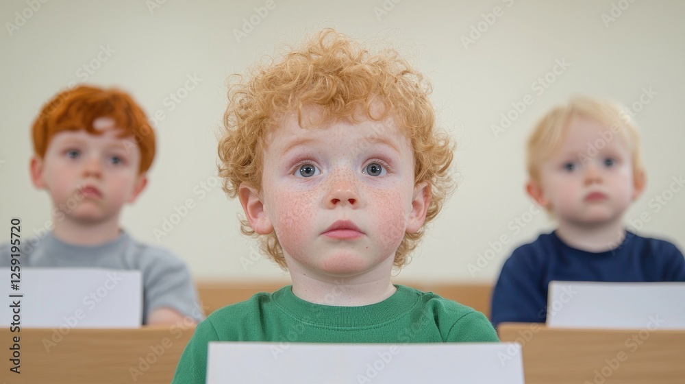 Preschoolers classroom portrait, attentive, learning Preschoolers classroom portrait, attentive, learning