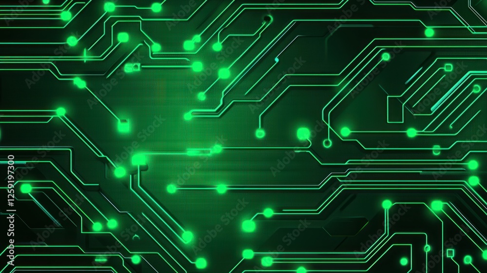 Green Circuit Board Background with Digital Technology Design Elements Green Circuit Board Background with Digital Technology Design Elements