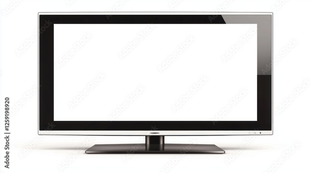 Modern Flat Screen Television Display with Blank White Screen Modern Flat Screen Television Display with Blank White Screen