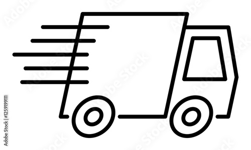 お急ぎ便のシンプルなトラックの線画アイコン