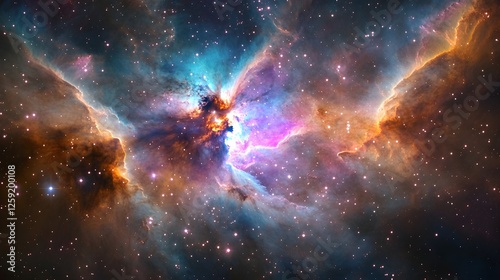 A swirling cosmos of starlight and nebula dust paints a science fiction dream across the night sky