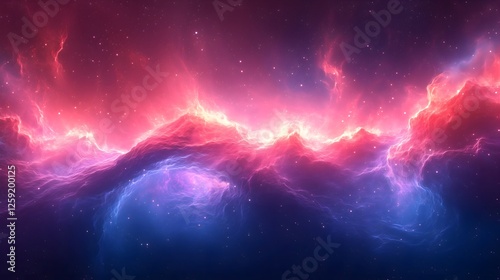 Mystical night sky with glowing aurora and shimmering stars
