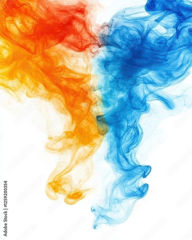 Abstract smoke like textures in vibrant orange and blue hues Abstract smoke like textures in vibrant orange and blue hues