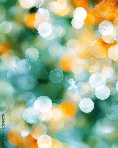 Soft focus bokeh with vibrant orange and blue hues creating dreamy atmosphere