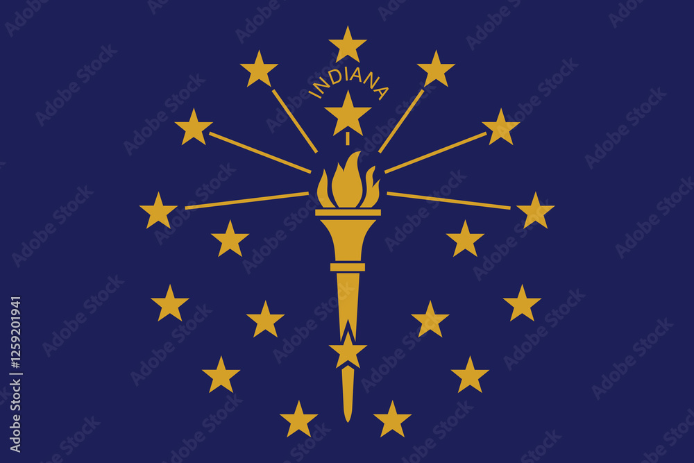 Naklejka premium Flag of Indiana. Indiana flag official colors and proportion digital vector illustration
