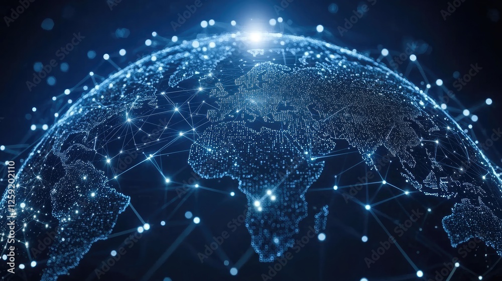 Obraz premium Global Network Connections Digital World Map